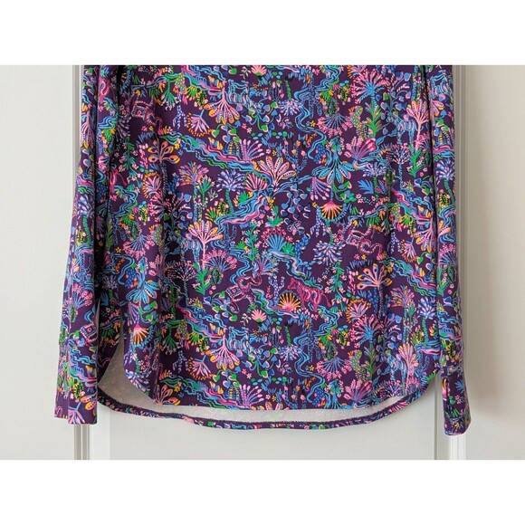 Lilly Pulitzer UPF50+ Luxletic Blythe Pullover Top Purple Colony Conga Size Med - Picture 3 of 12